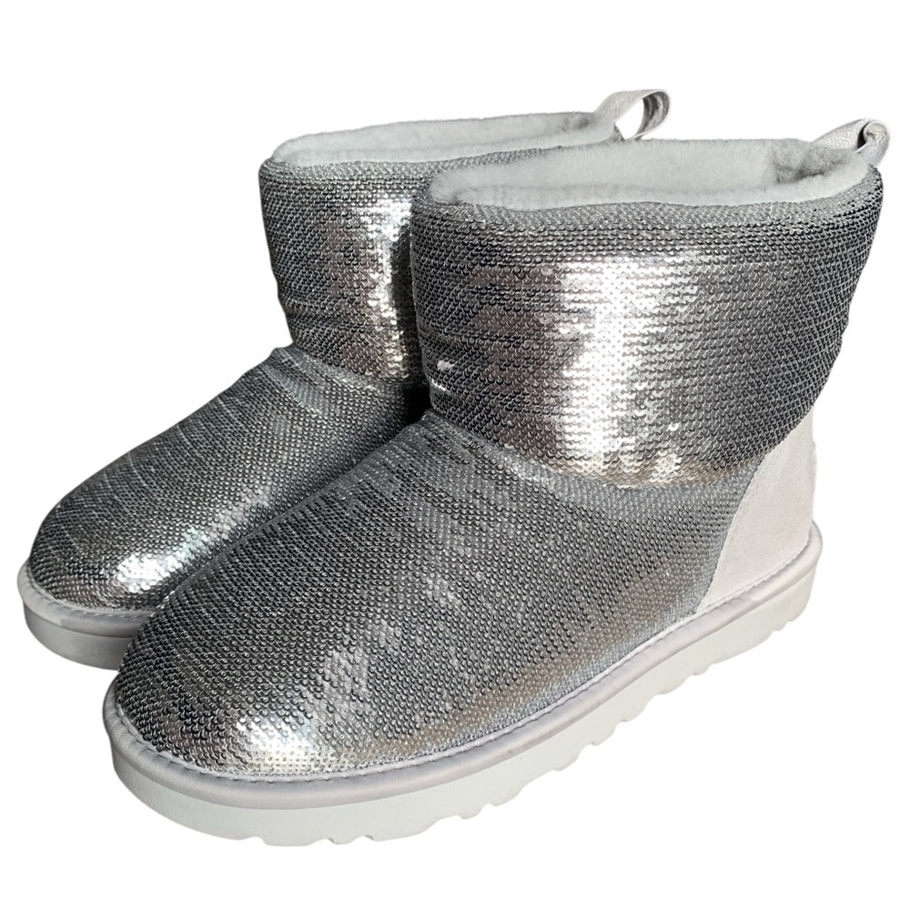 UGG Classic Min Mirror Ball Silver Boots! Retail $190 - Picture 8 of 10